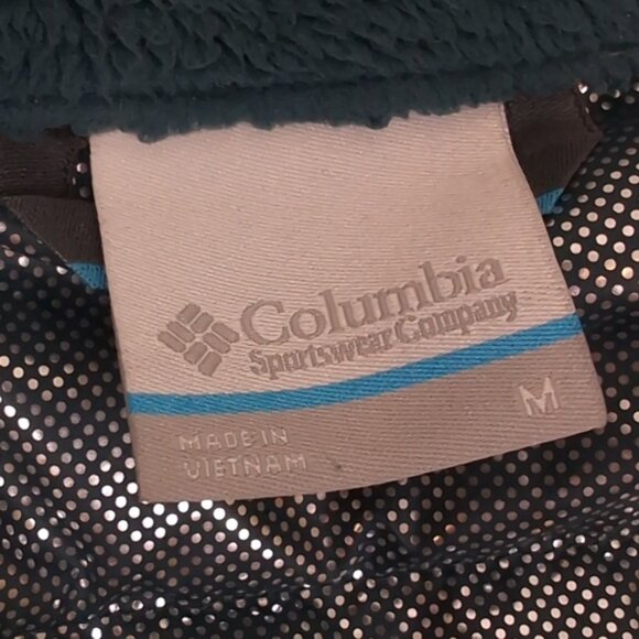 Columbia Puffer Jacket Womens Medium White Out ll Omni Heat Dark Seas Teal - Picture 14 of 15